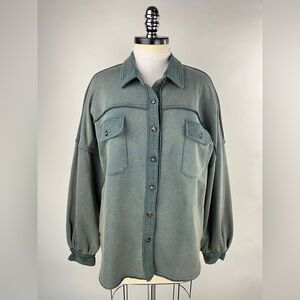 💚 2888. Terry Button Front Shacket